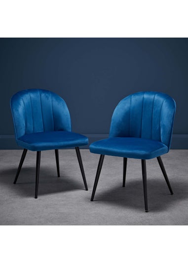 LPD Furniture Set of 2 Orla Dining Chairs Blue (815x625x540mm)