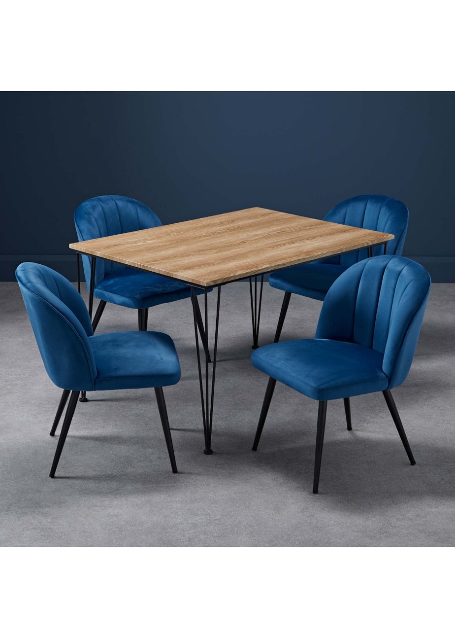 LPD Furniture Set of 2 Orla Dining Chairs Blue (815x625x540mm)