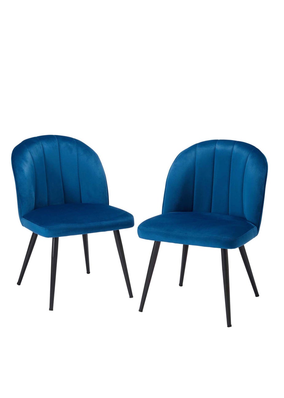 LPD Furniture Set of 2 Orla Dining Chairs Blue (815x625x540mm)