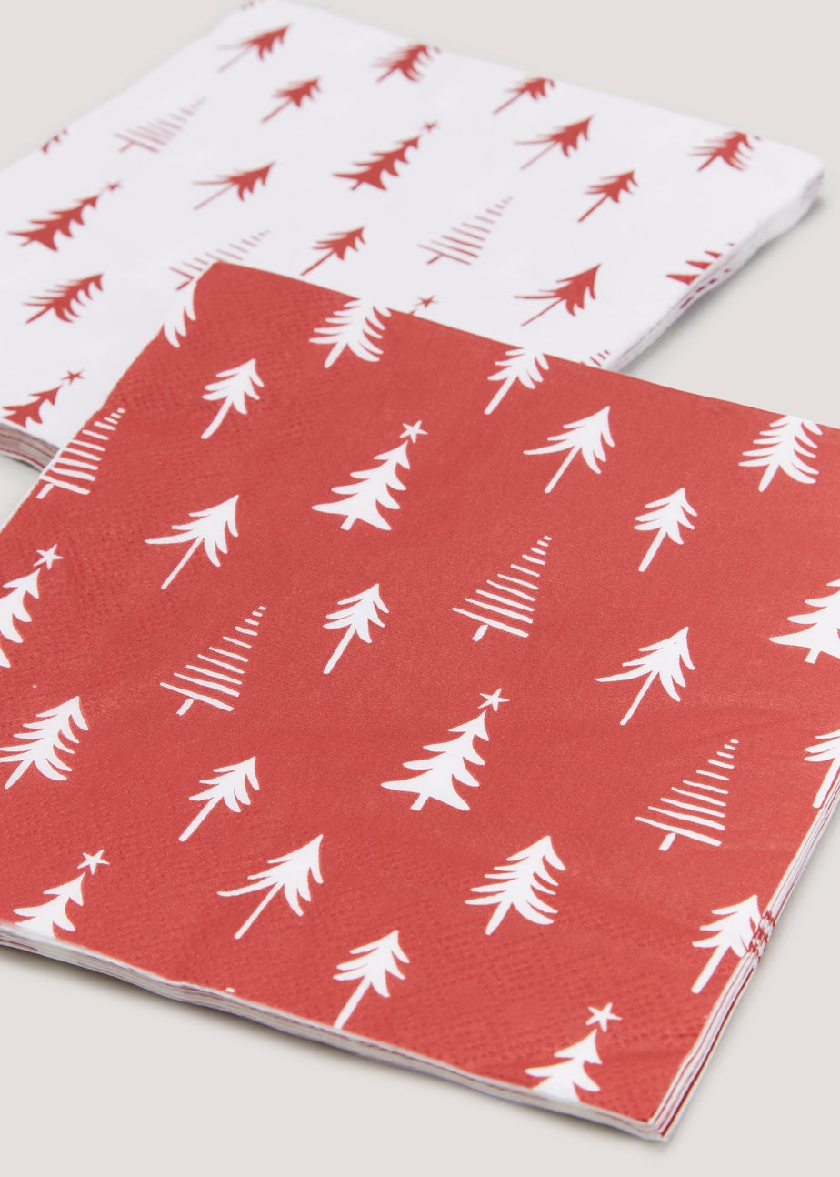 16 Pack Red Tree Napkins (33cm x 33cm)