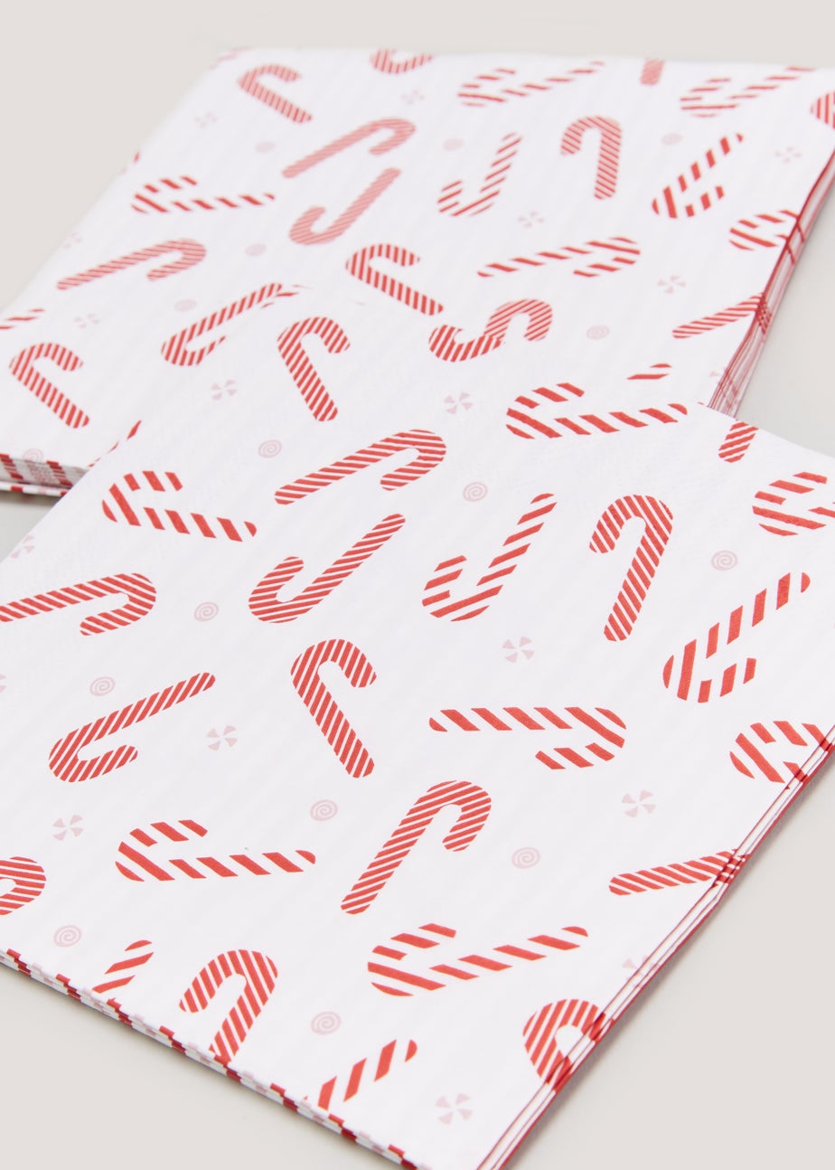 16 Pack Candy Cane Napkins (33cm x 33cm)