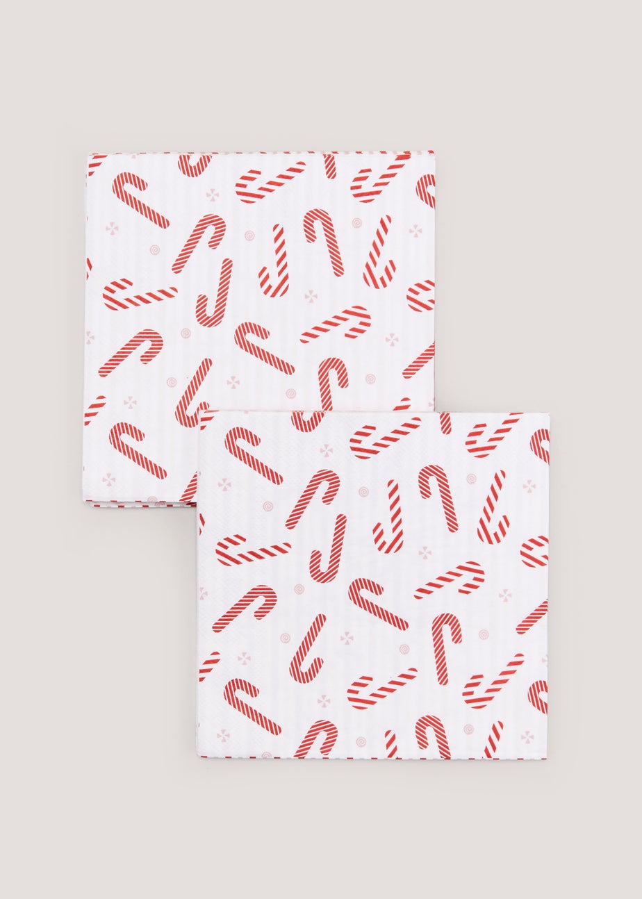 16 Pack Candy Cane Napkins (33cm x 33cm)