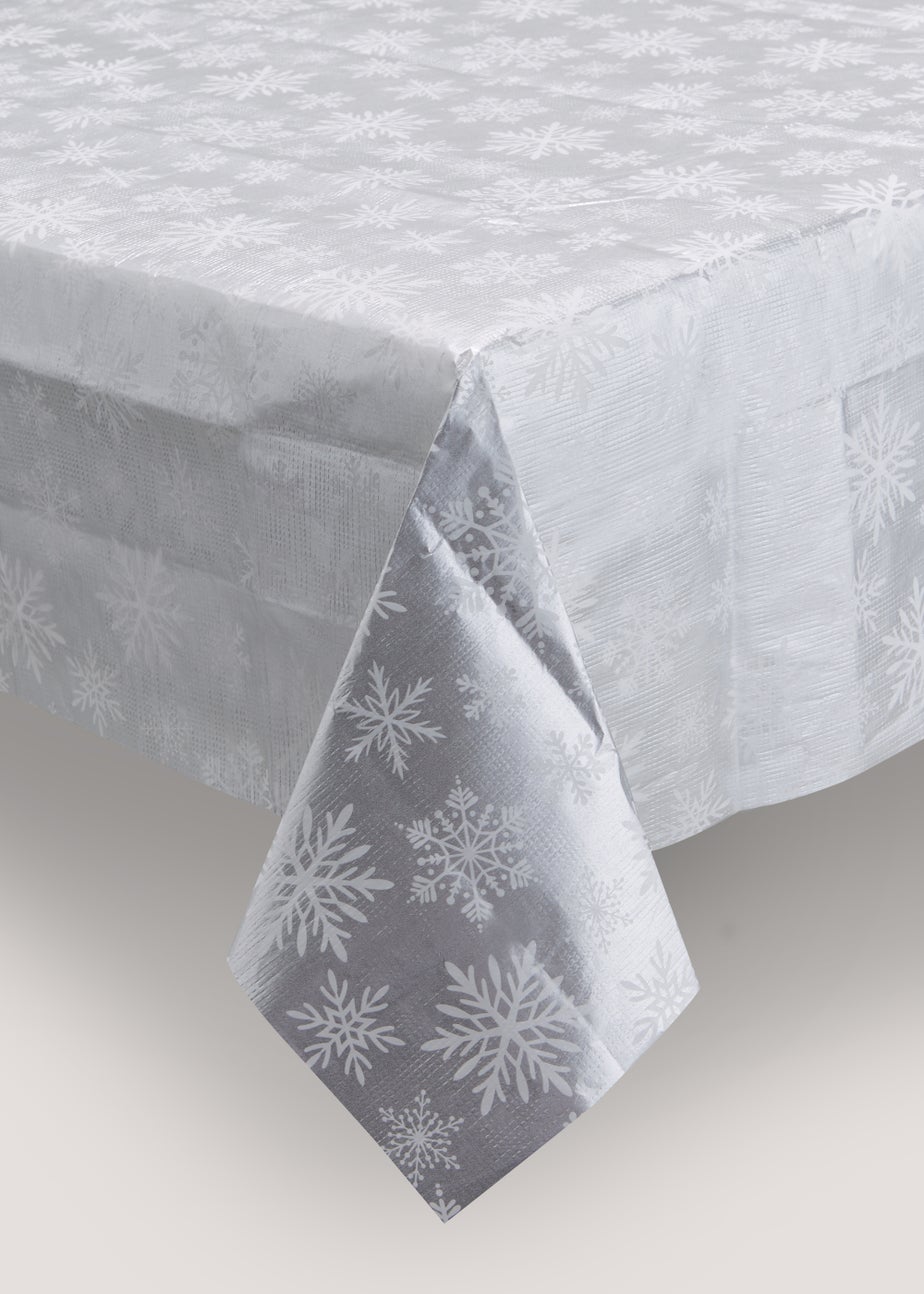 Silver Snowflake Tablecloth (120cm x 180cm)