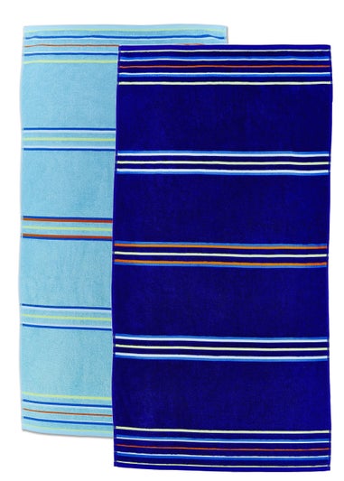 Catherine Lansfield Rainbow Cotton Beach Towel Pair