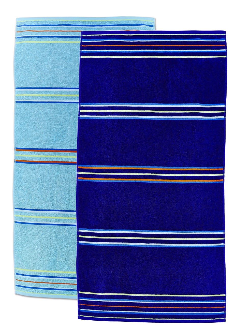 Catherine Lansfield Rainbow Cotton Beach Towel Pair