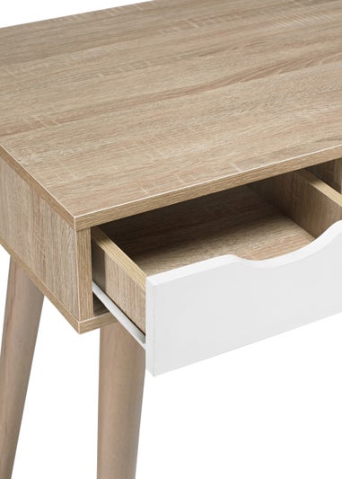 LPD Furniture Scandi Desk Oak With White Drawers (786x500x1100mm)