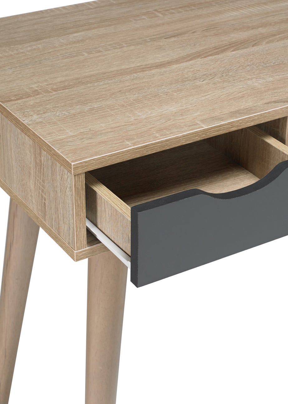 LPD Furniture Scandi Desk Oak With Grey And White Drawers (786x500x1100mm)