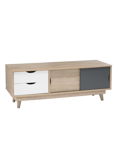 LPD Furniture Scandi Oak TV Unit Grey (480x450x1200mm)