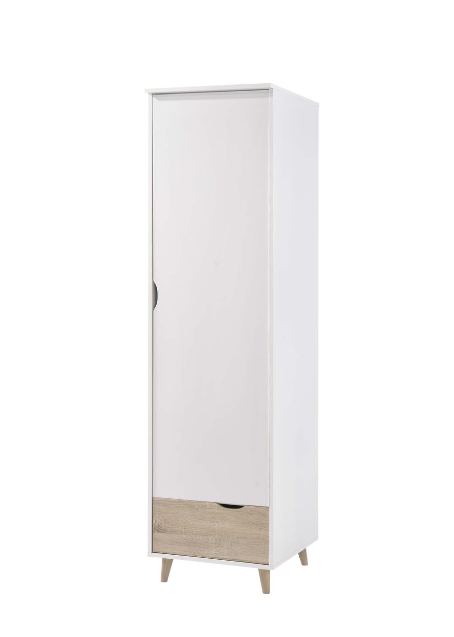 LPD Furniture Stockholm 1 Door Wardrobe White-Oak (1900x580x500mm)