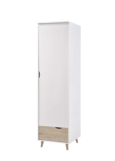 LPD Furniture Stockholm 1 Door Wardrobe White-Oak (1900x580x500mm)