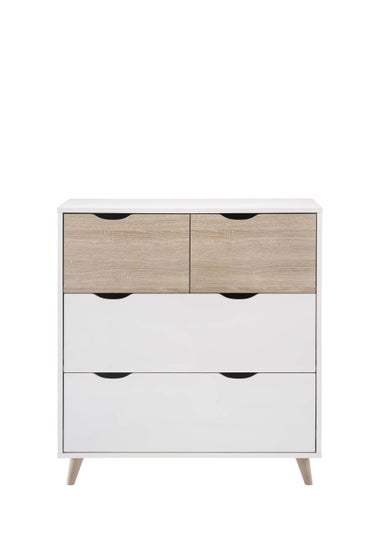 LPD Furniture Stockholm 4 Drawer Chest White-Oak (900x390x820mm)