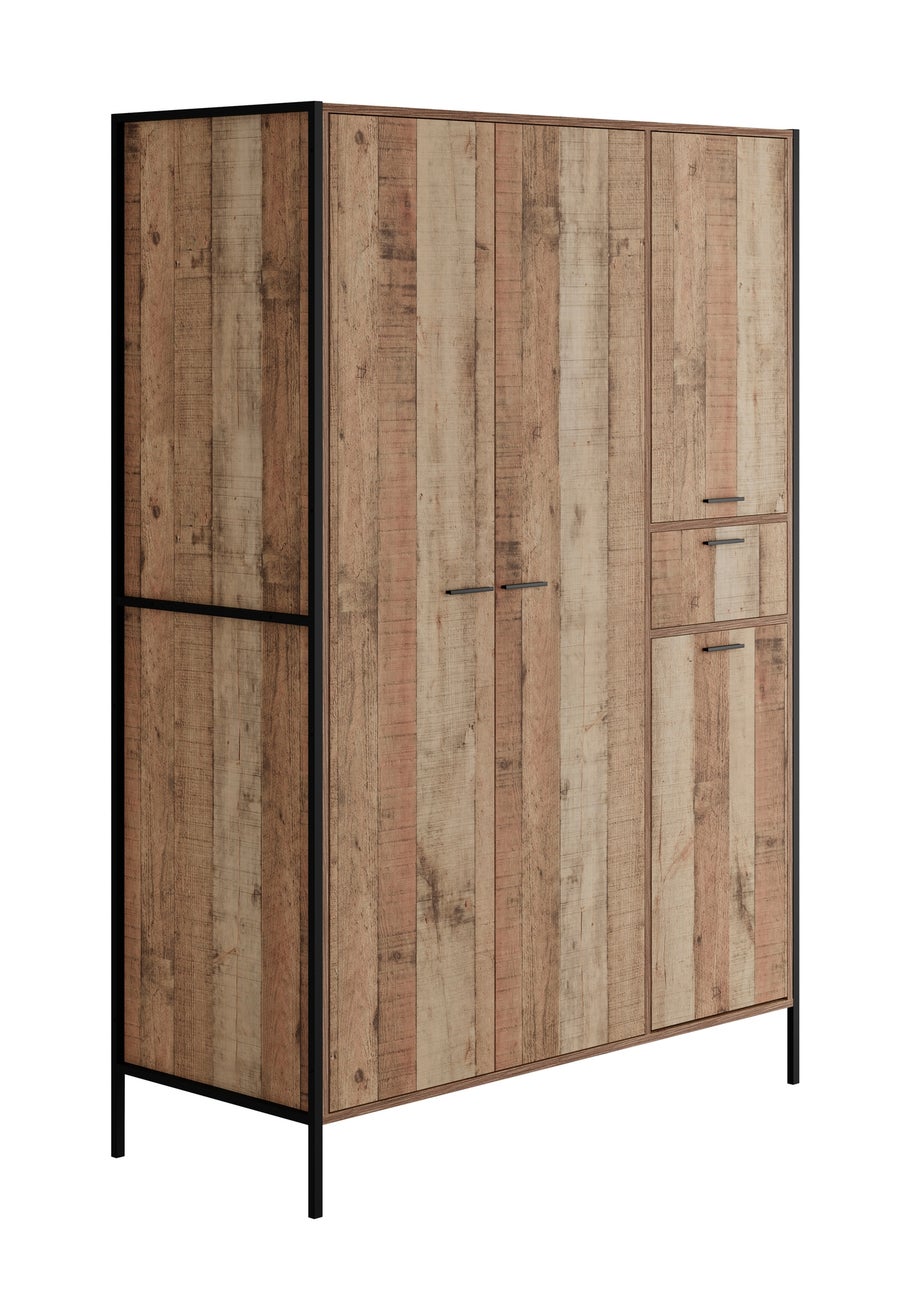 LPD Furniture Hoxton 4 Door Wardrobe Distressed Oak Effect (1800x520x1238mm)