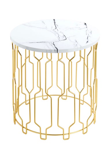 LPD Furniture Grace End Table White Marble Effect (420x390x390mm)