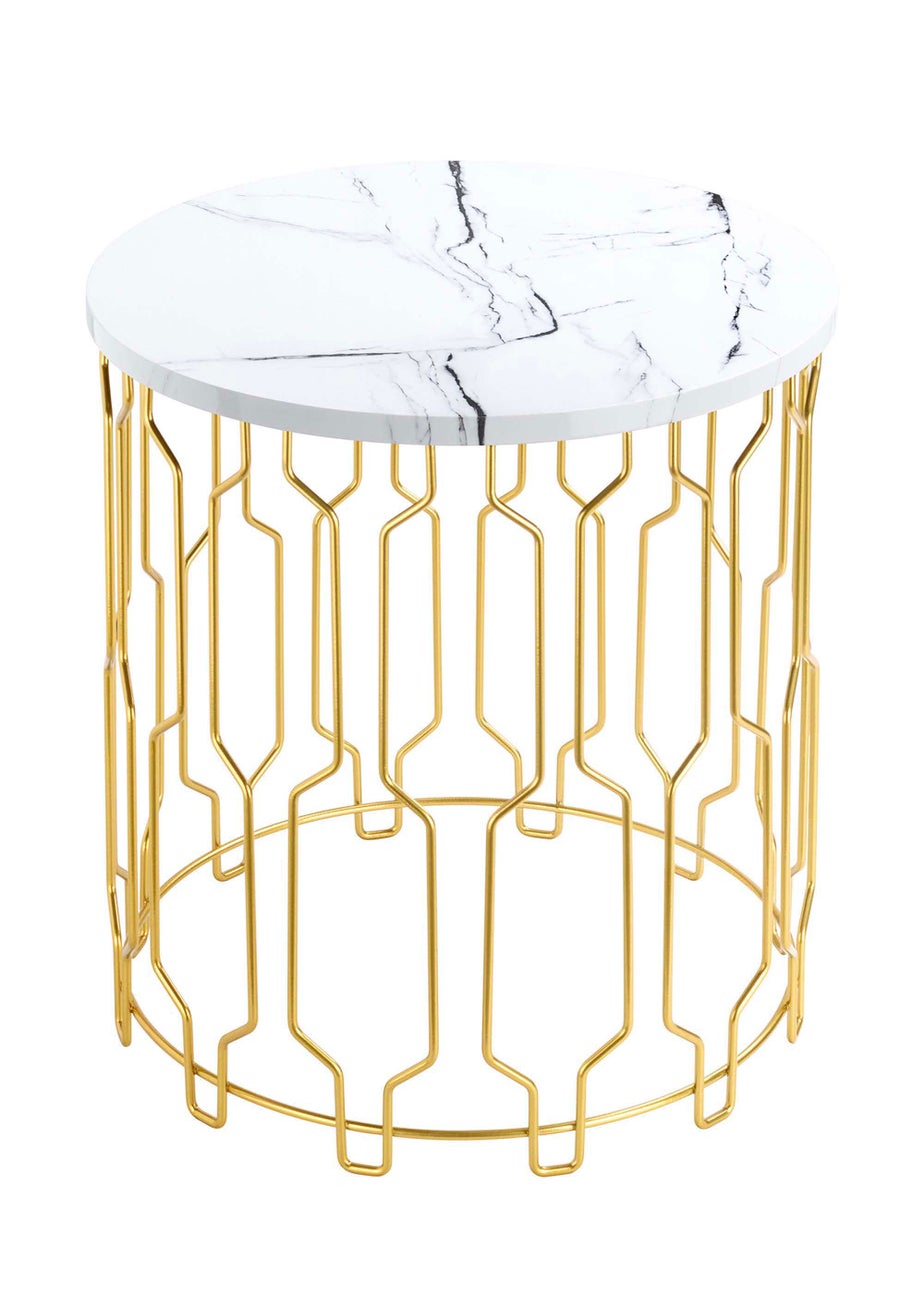 LPD Furniture Grace End Table White Marble Effect (420x390x390mm)