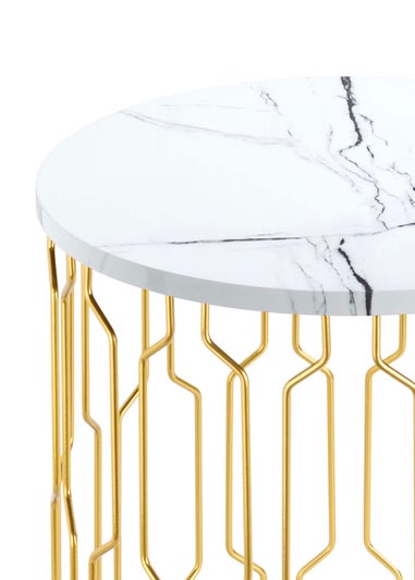 LPD Furniture Grace End Table White Marble Effect (420x390x390mm)