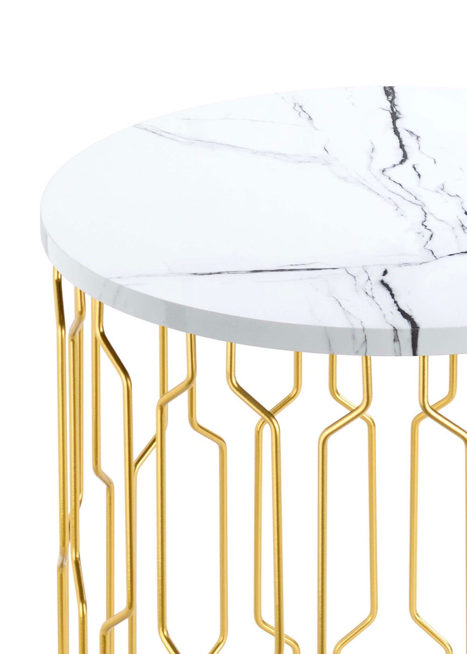 LPD Furniture Grace End Table White Marble Effect (420x390x390mm)