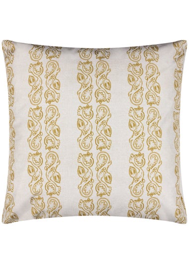 Paoletti Kalindi Stripe Outdoor Filled Cushion (55cm x 55cm x 8cm) Saffron