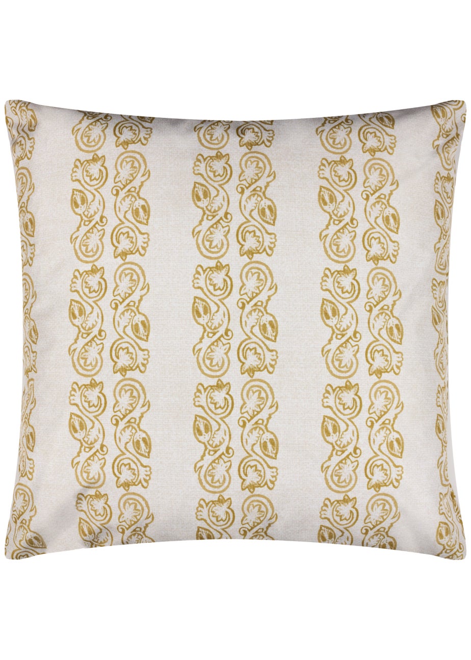 Paoletti Kalindi Stripe Outdoor Filled Cushion (55cm x 55cm x 8cm) Saffron