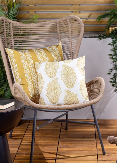 Paoletti Kalindi Stripe Outdoor Filled Cushion (55cm x 55cm x 8cm) Saffron