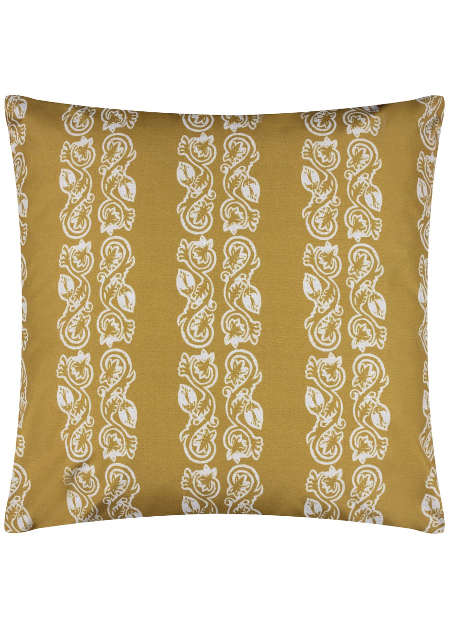 Paoletti Kalindi Stripe Outdoor Filled Cushion (55cm x 55cm x 8cm) Saffron