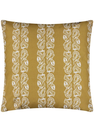 Paoletti Kalindi Stripe Outdoor Filled Cushion (55cm x 55cm x 8cm) Saffron