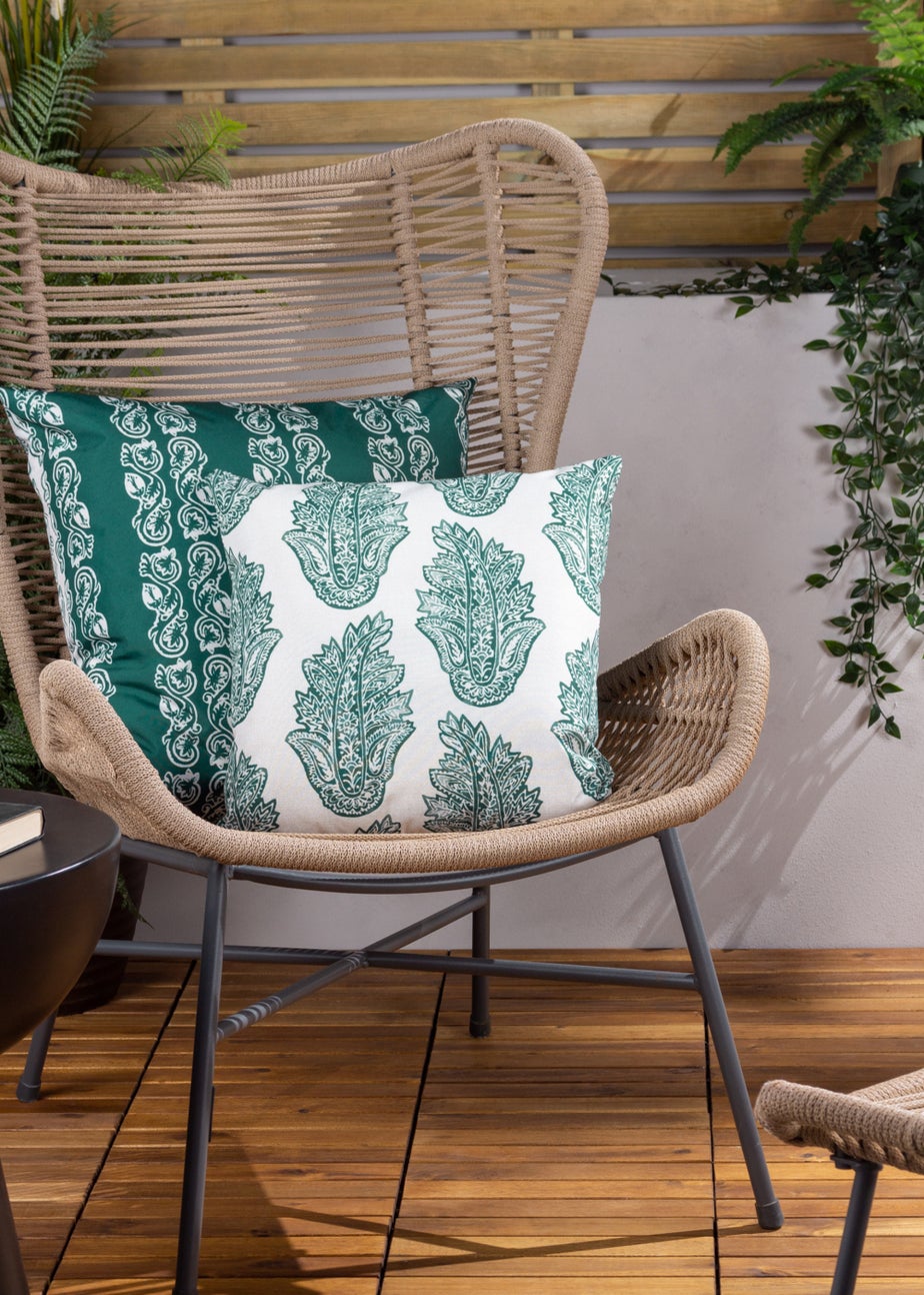 Paoletti Kalindi Stripe Outdoor Filled Cushion (55cm x 55cm x 8cm) Teal