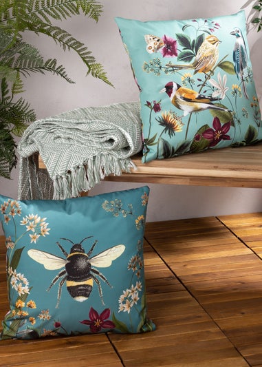 Wylder Nature Midnight Garden Birds Outdoor Filled Cushion (43cm x 43cm x 8cm)