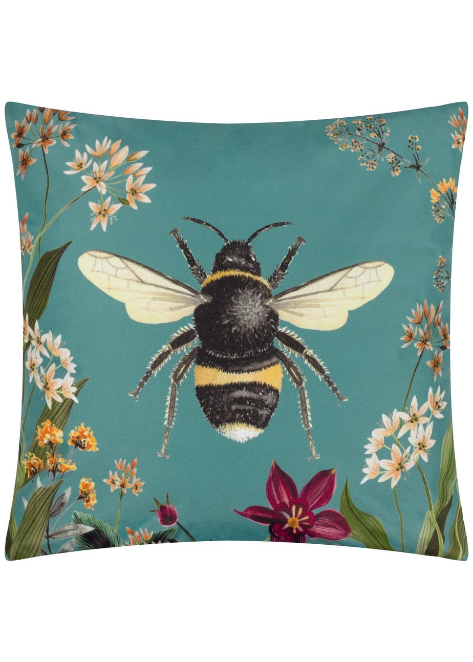 Wylder Nature Midnight Garden Bee Outdoor Filled Cushion (43cm x 43cm x 8cm)
