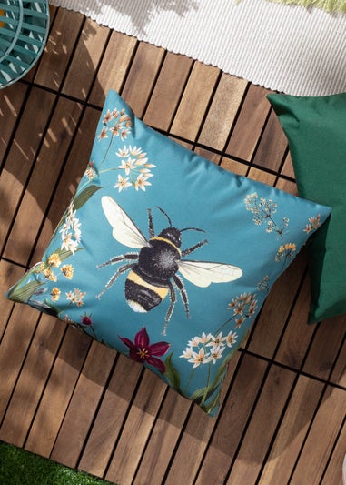 Wylder Nature Midnight Garden Bee Outdoor Filled Cushion (43cm x 43cm x 8cm)
