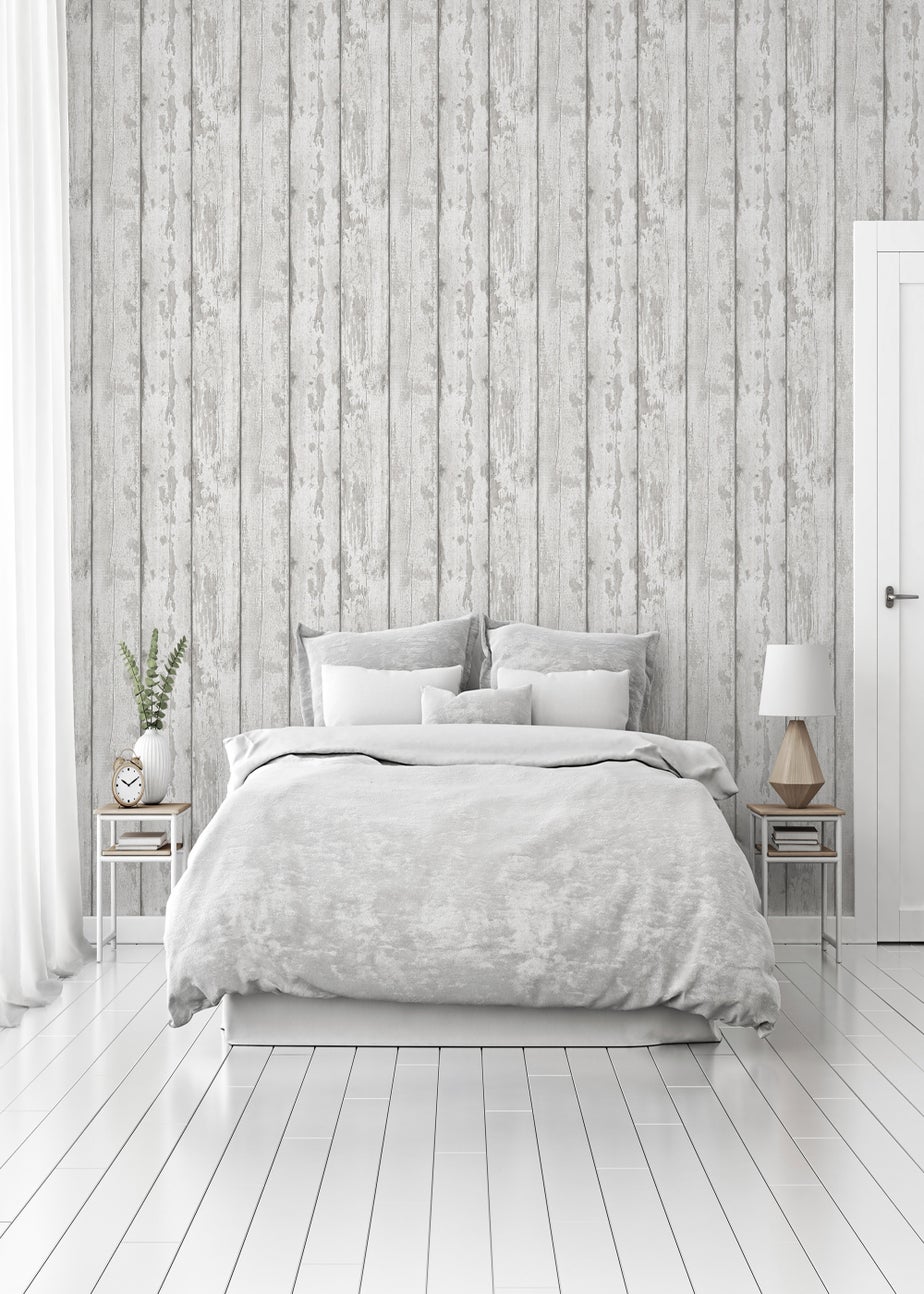 Arthouse Metallic Washed Wood Wallpaper