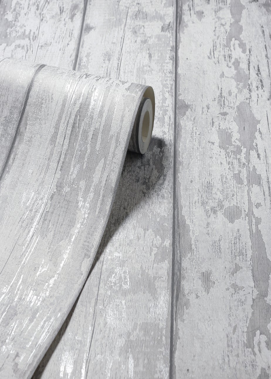 Arthouse Metallic Washed Wood Wallpaper