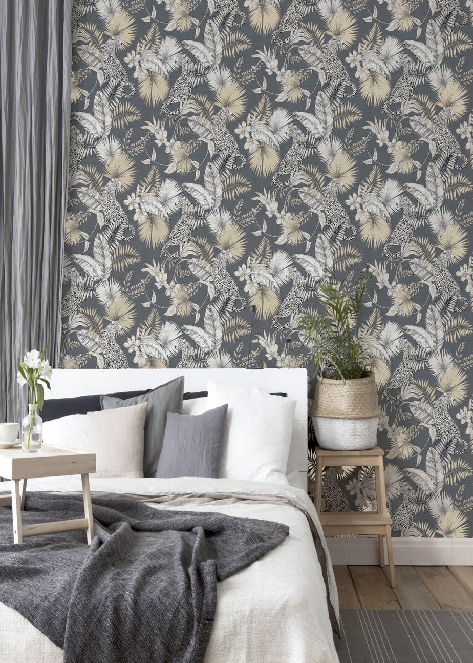Arthouse Tropical Leopard Neutral Wallpaper