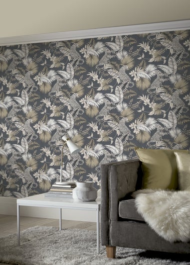 Arthouse Tropical Leopard Neutral Wallpaper