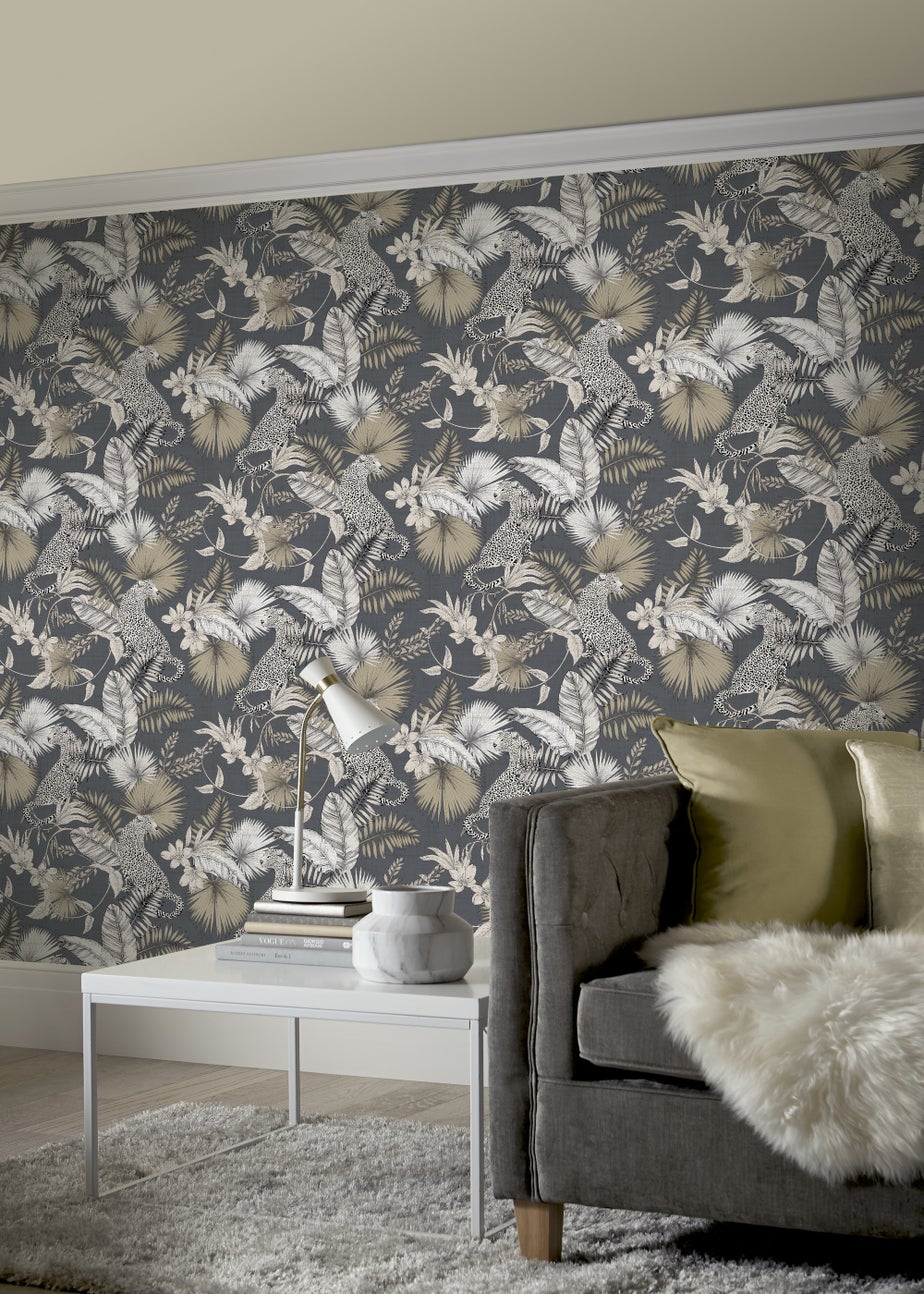 Arthouse Tropical Leopard Neutral Wallpaper