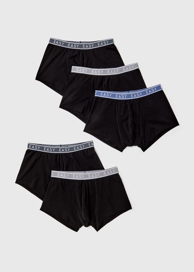 5 Pack Black Waistband Hipsters