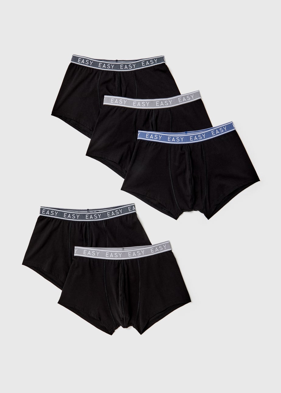5 Pack Black Waistband Hipsters
