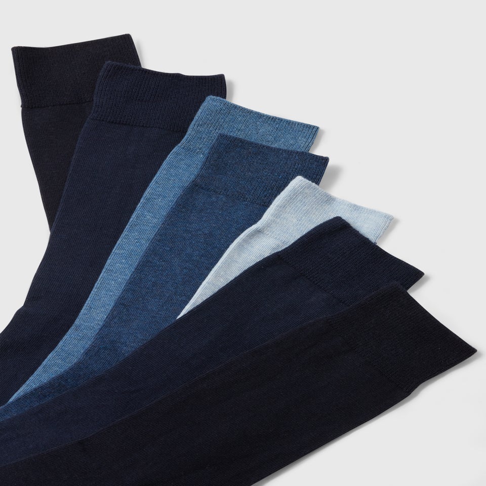 7 Pack Blue Socks
