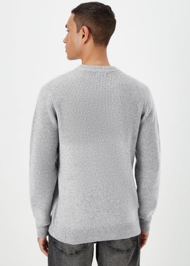 Grey Ribbed Texture Crew Neck Jumper