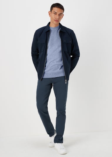 Blue Ribbed Texture Crew Neck Jumper