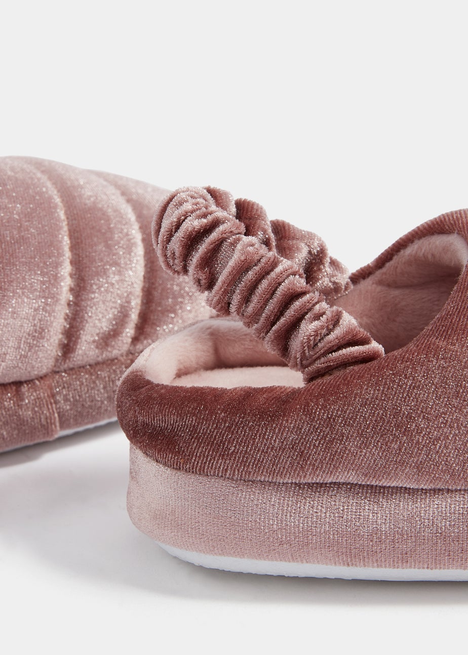 Girls Pink Padded Mule Slippers (Younger 4-12)