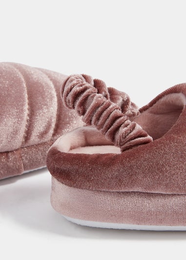 Girls Pink Padded Mule Slippers (Younger 4-12)