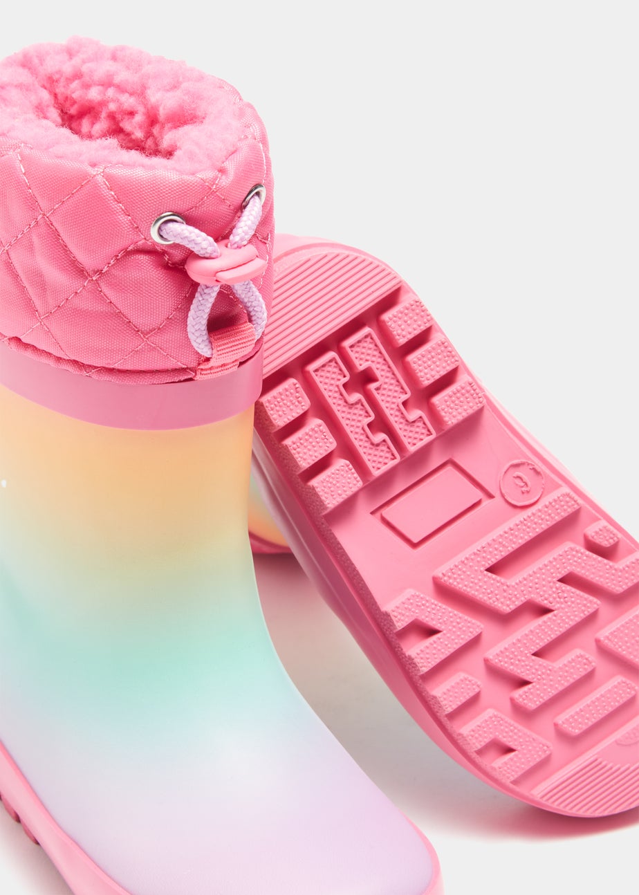 Girls Pink Lined Wellies (Younger 4-12)