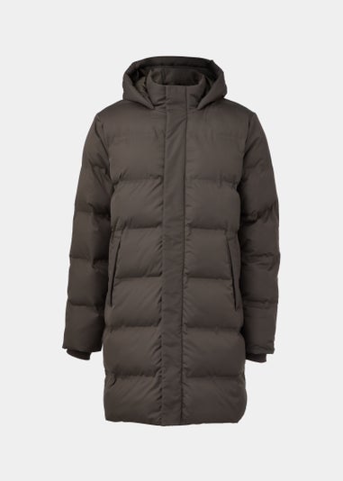 Brown Long Length Showerproof Puffer Coat