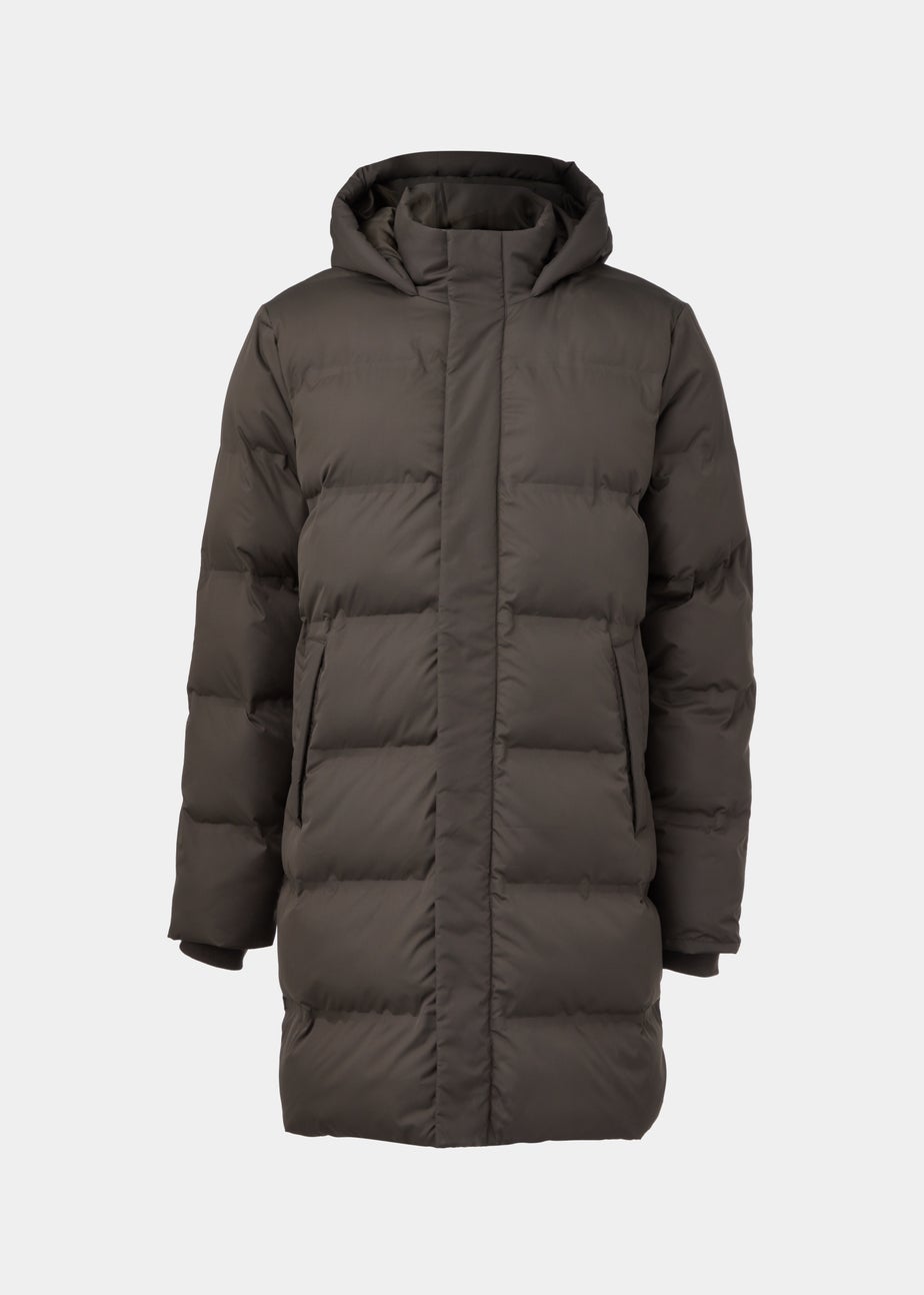 Brown Long Length Showerproof Puffer Coat