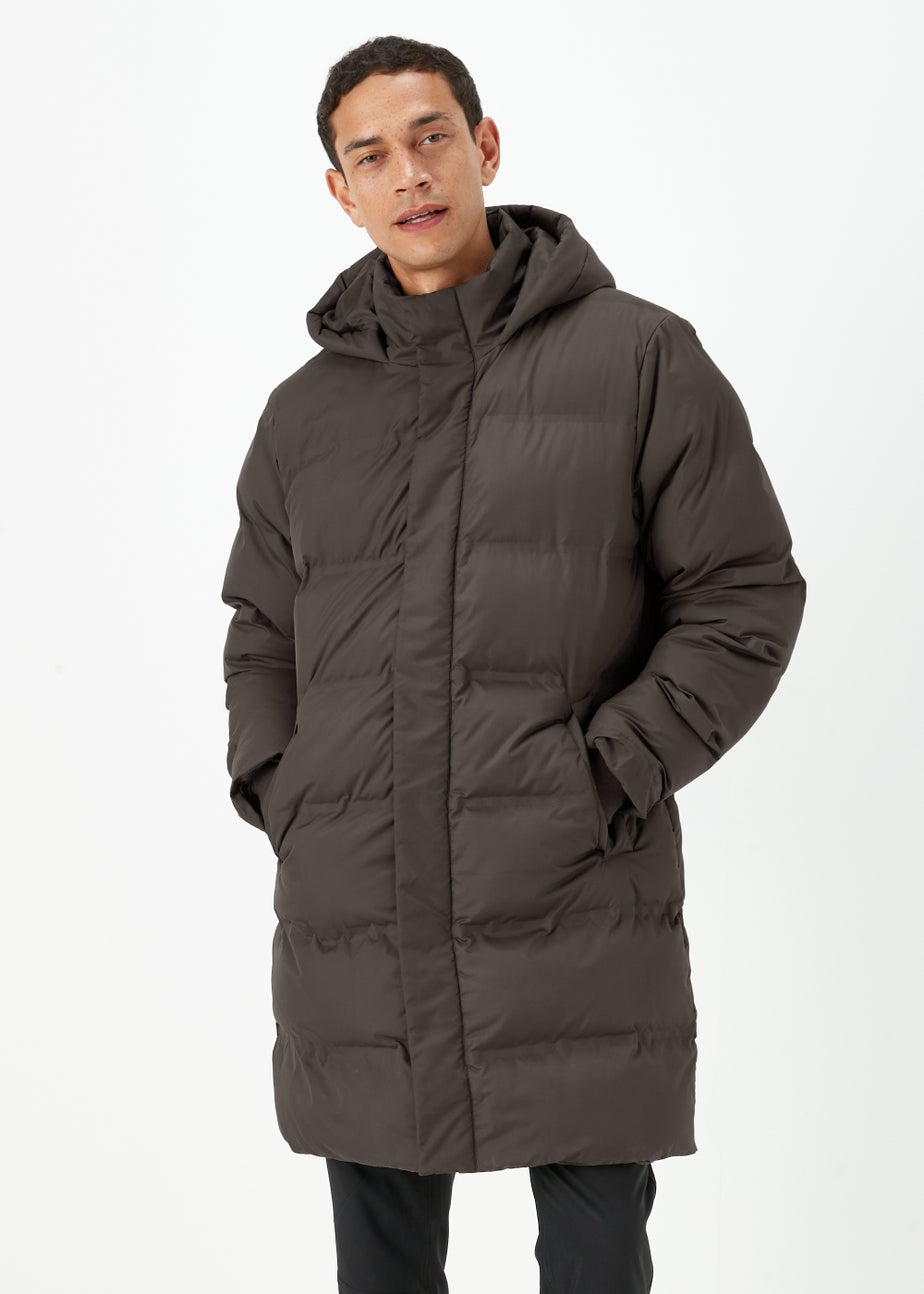 Brown Long Length Showerproof Puffer Coat