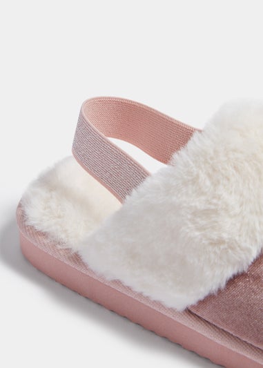 Girls Pink Glitter Mule Slipper (Younger 13-Older 5)