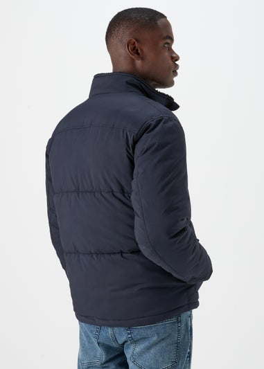 Navy Funnel Neck Water-Resistant Puffa Jacket