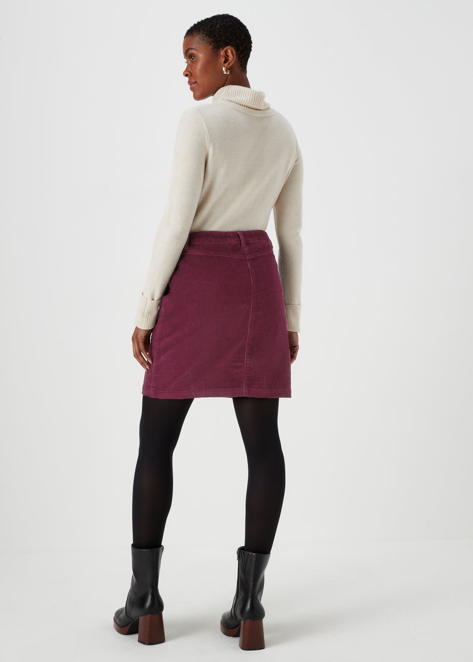 Burgundy Cord Mini Skirt