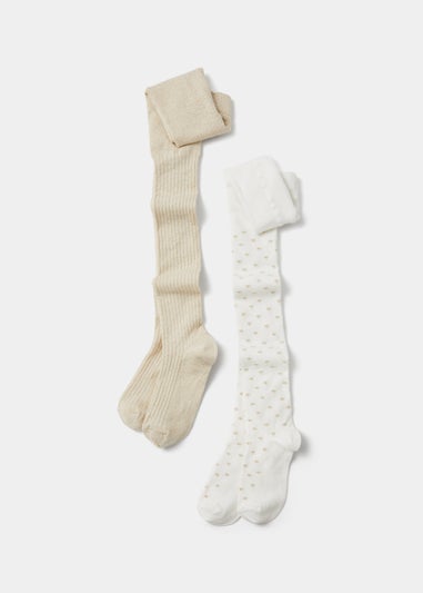 Girls 2 Pack Gold Heart Metallic Tights (2-9yrs)
