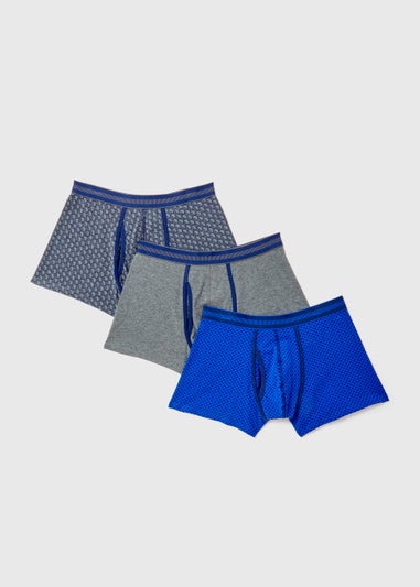 3 Pack Blue Geo Print Keyhole Trunks